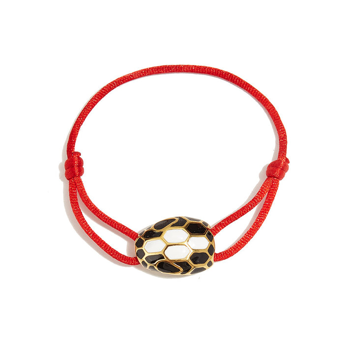 Bob Snake Cobra Rope Bracelet in Black & White Enamel And Gold Tone — real photo 4