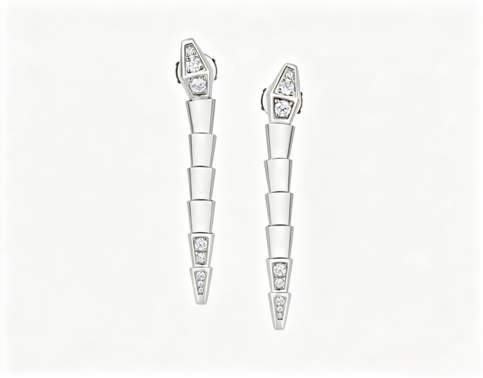 Bob Snake Giorno Earrings, Demi-Pavé Moissanite, | Yellow, Rose & White Gold|Custom — real photo 6