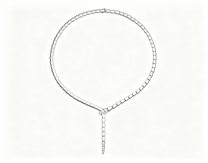 Bob Snake Giorno Necklace, Demi-Pavé Moissanite | Yellow, Rose & White Gold |Custom — real photo 6