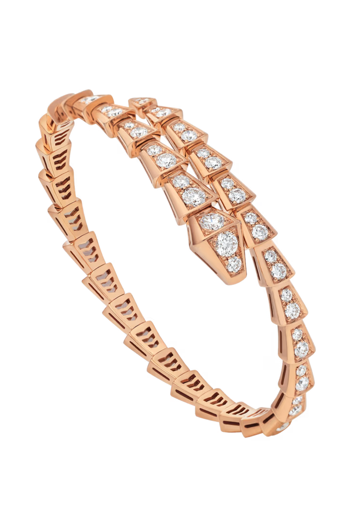Bob Snake Giorno Double Band Bracelet – Moissanite Pavé in Yellow, Rose & White Gold Finish — real photo 6