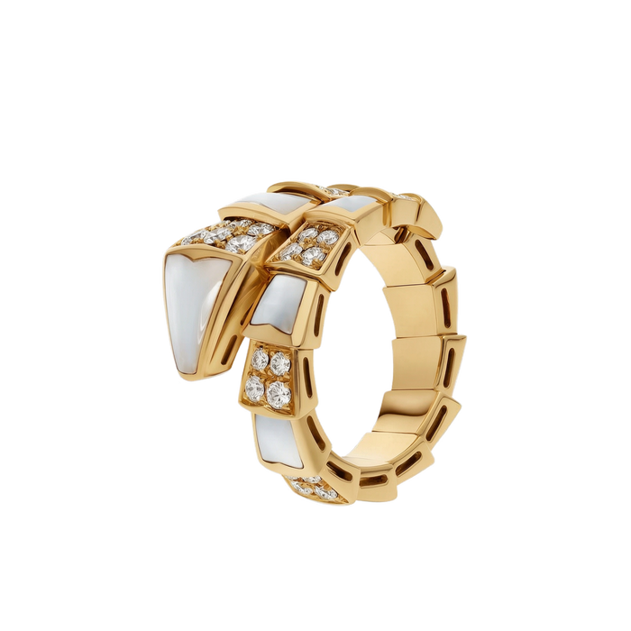 Bob Snake Lovato Coil Ring Moissanite & Mother-of-Pearl — real photo 5