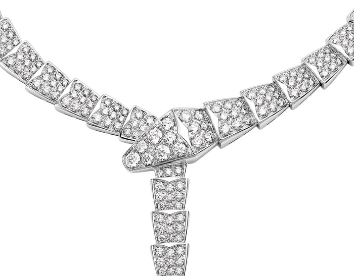 Bob Snake Lovato Necklace – Full Pavé Moissanite | Yellow, Rose & White Gold — real photo 5