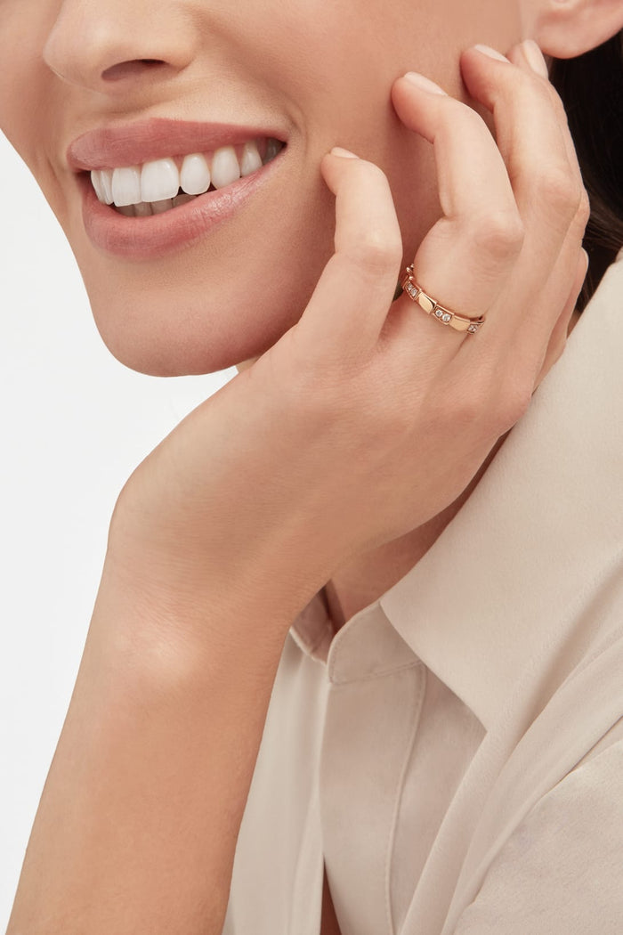 Bob Snake Orion Ring, Moissanite Modules | Rose & White Gold — real photo 6