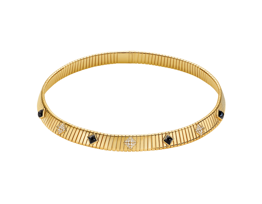 Bob Spirava Necklace, Yellow Gold, Moissanite & Black Onyx — real photo 2