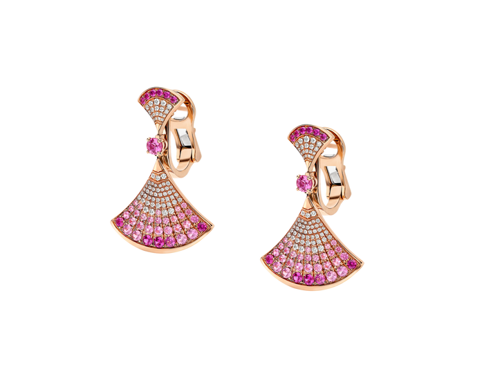 Bob Aeris Fan Starlet Shimmer Earrings， Rose Gold，Rubies — real photo 4