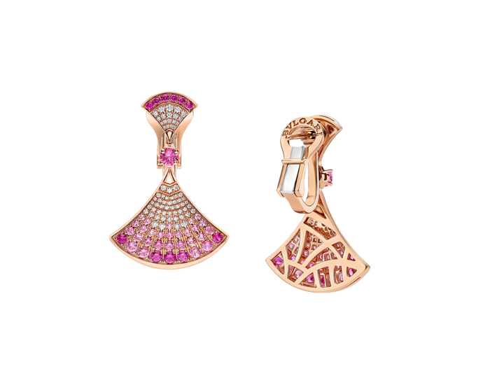 Bob Aeris Fan Starlet Shimmer Earrings， Rose Gold，Rubies — real photo 5