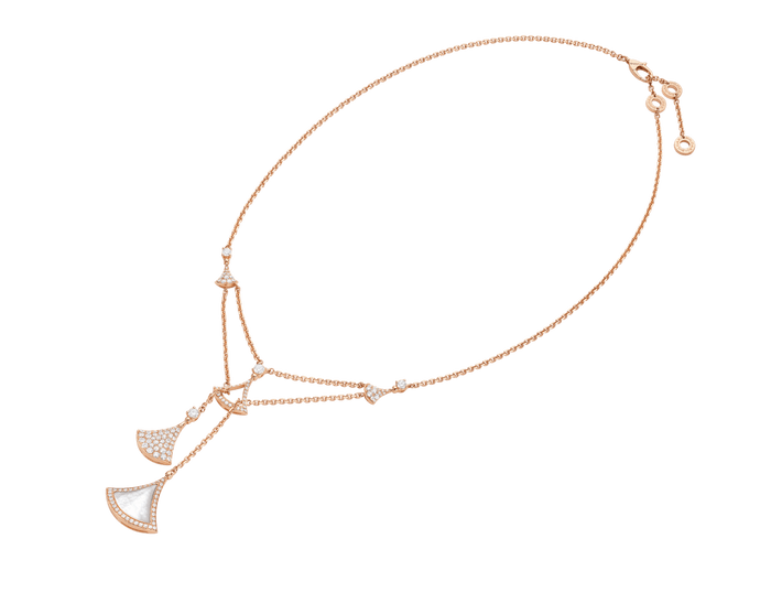 Bob Aeris Fan Essential Necklace ，Rose Gold ，3 Moissanite &Mother-of-Pearl — real photo 4