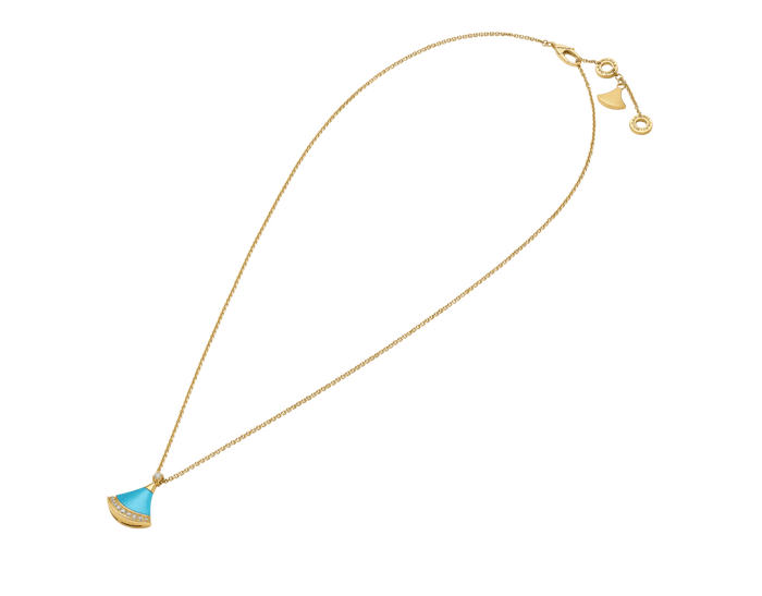 Bob Aeris Fan Essential Necklace, Rose Gold,Turquoise &Moissanite — real photo 4