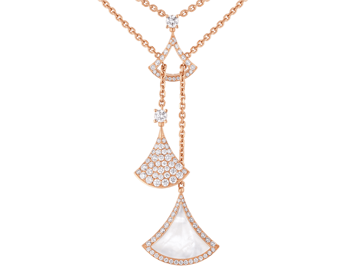 Bob Aeris Fan Essential Necklace ，Rose Gold ，3 Moissanite &Mother-of-Pearl — real photo 5