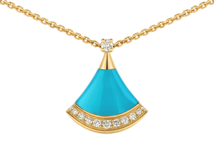 Bob Aeris Fan Essential Necklace, Rose Gold,Turquoise &Moissanite — real photo 5