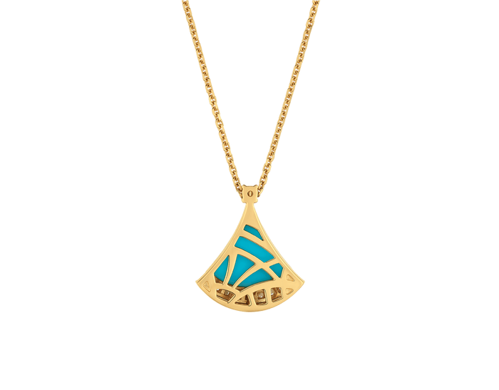 Bob Aeris Fan Essential Necklace, Rose Gold,Turquoise &Moissanite — real photo 6
