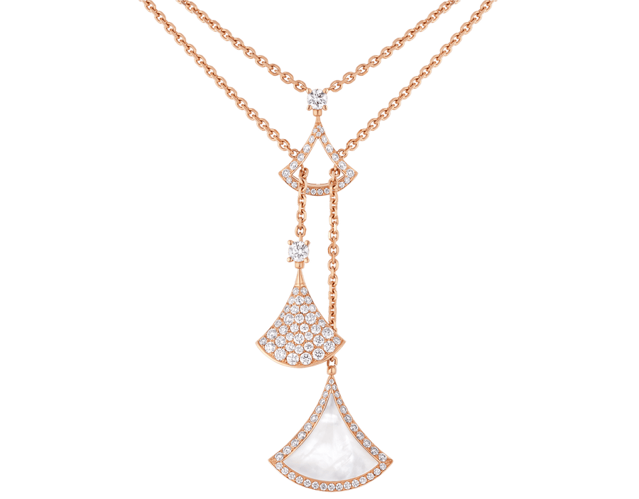 Bob Aeris Fan Essential Necklace ，Rose Gold ，3 Moissanite &Mother-of-Pearl — real photo 2