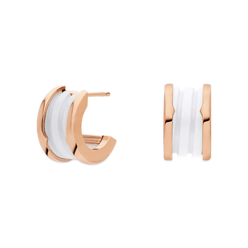 Bob Rollers Calista Rose Gold Hoop Earrings White Ceramic — real photo 1