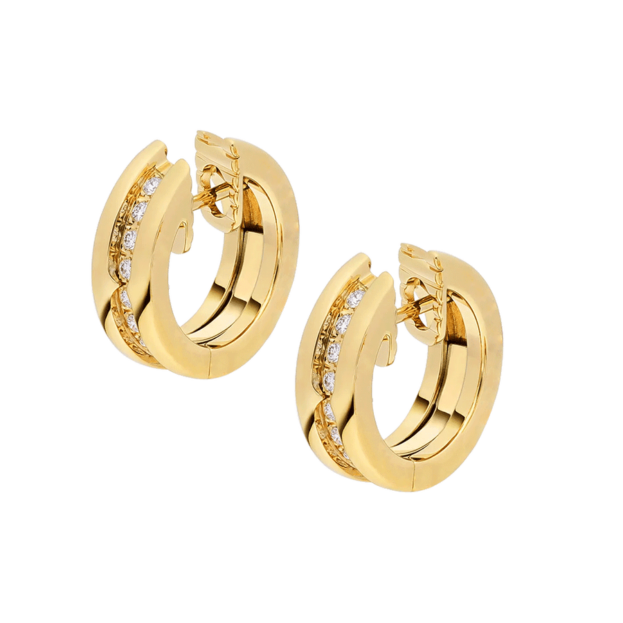 Bob Rollers Cordelia Hoop earrings ,Moissanite| Yellow, Rose & White Gold — real photo 2