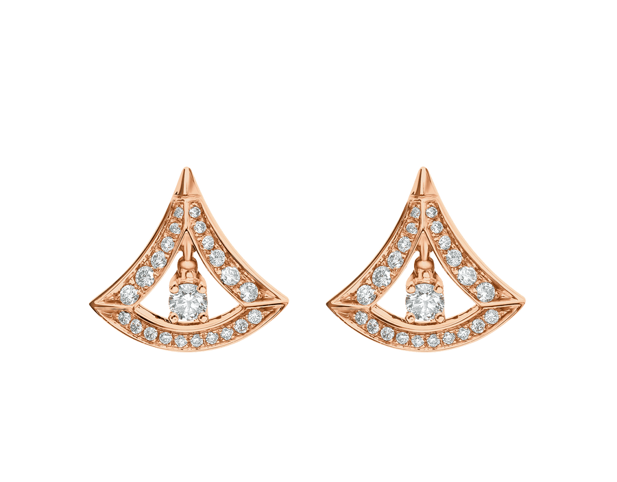 Bob Aeris Fan  Linear Grace Earrings, Rose Gold, Openwork & Moissanite,Small — real photo 2
