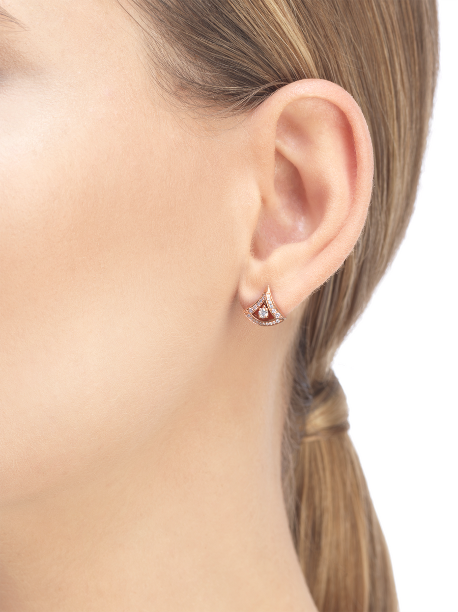 Bob Aeris Fan  Linear Grace Earrings, Rose Gold, Openwork & Moissanite,Small — real photo 3