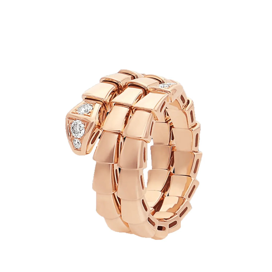 Bob Snake Giorno Triple Band Ring – Moissanite Head & Tail | Yellow, Rose & White Gold — real photo 1