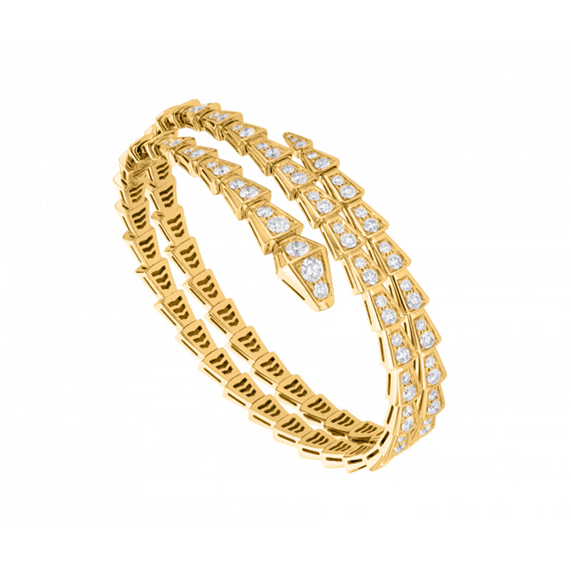 Bob Snake Giorno Wrap Bracelet – Partial Pavé Moissanite (White / Yellow / Rose Gold) — real photo 1
