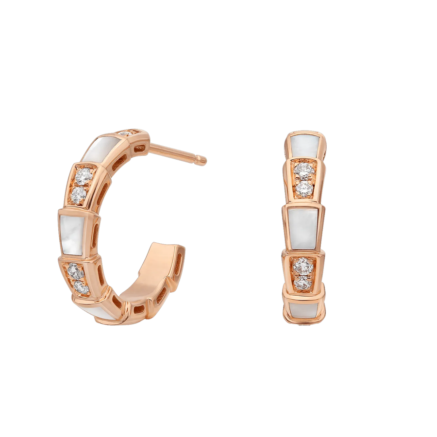 Lotteds Bob Snake Orion Earrings, Rose Gold Mother-of-Pearl Moissanite — real photo 1