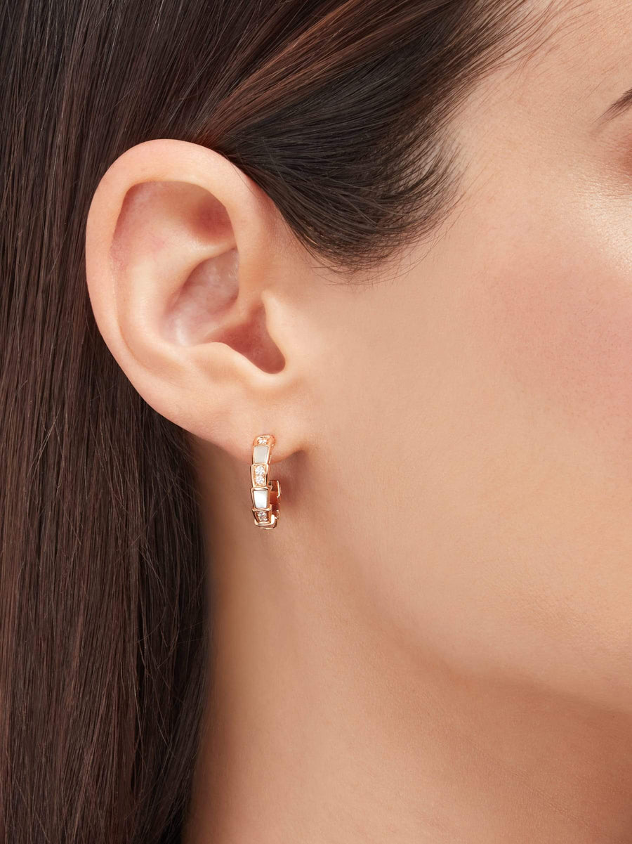 Lotteds Bob Snake Orion Earrings, Rose Gold Mother-of-Pearl Moissanite — real photo 2