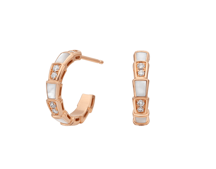 Lotteds Bob Snake Orion Earrings, Rose Gold Mother-of-Pearl Moissanite — real photo 4