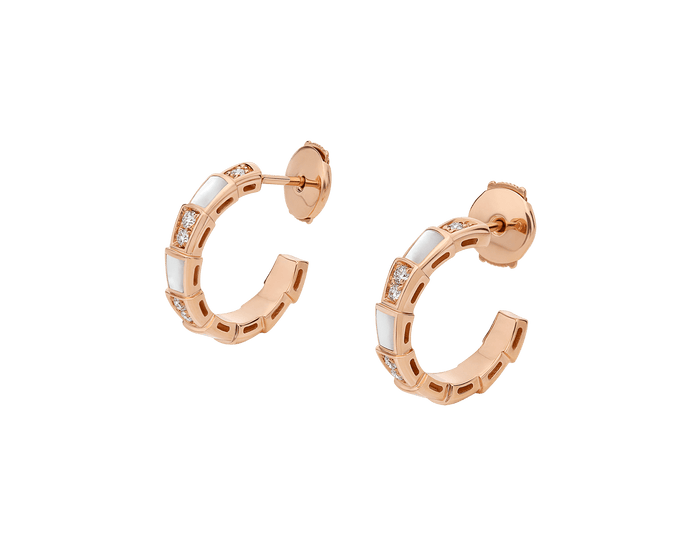 Lotteds Bob Snake Orion Earrings, Rose Gold Mother-of-Pearl Moissanite — real photo 5