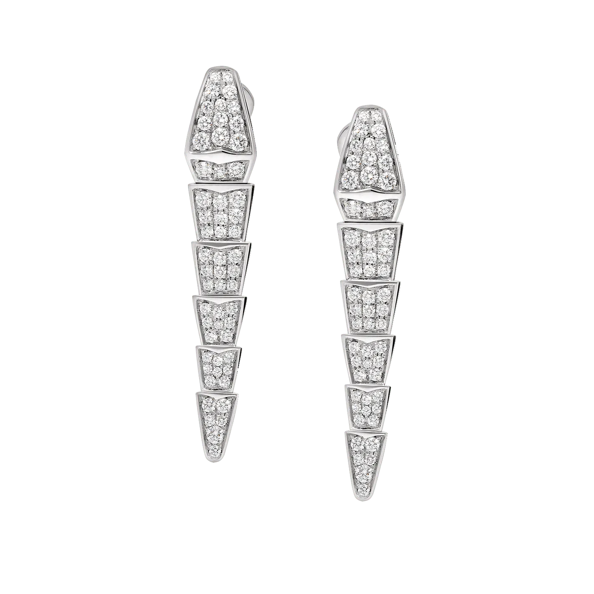 Bob Snake Lovato Dangle Earrings Full Pavé Moissanite — real photo 1