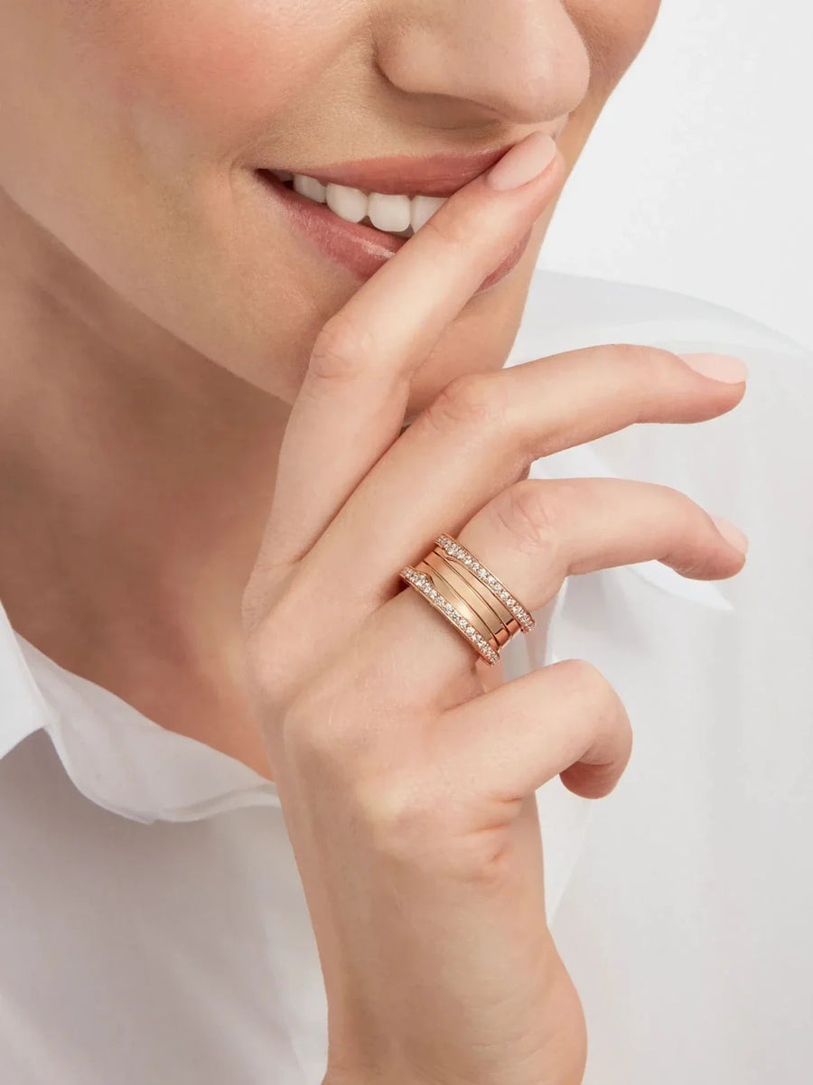Bob Rollers Marlo Ring ,Two rows Moissanites| Rose & White Gold — real photo 3
