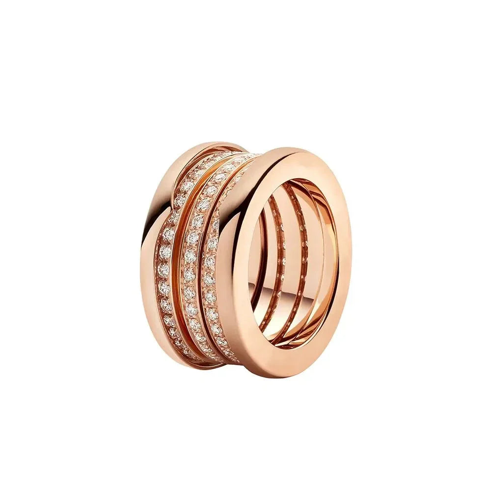 Bob Rollers Cordelia Ring ,3 row moissanite | Yellow  & Rose  Gold — real photo 1