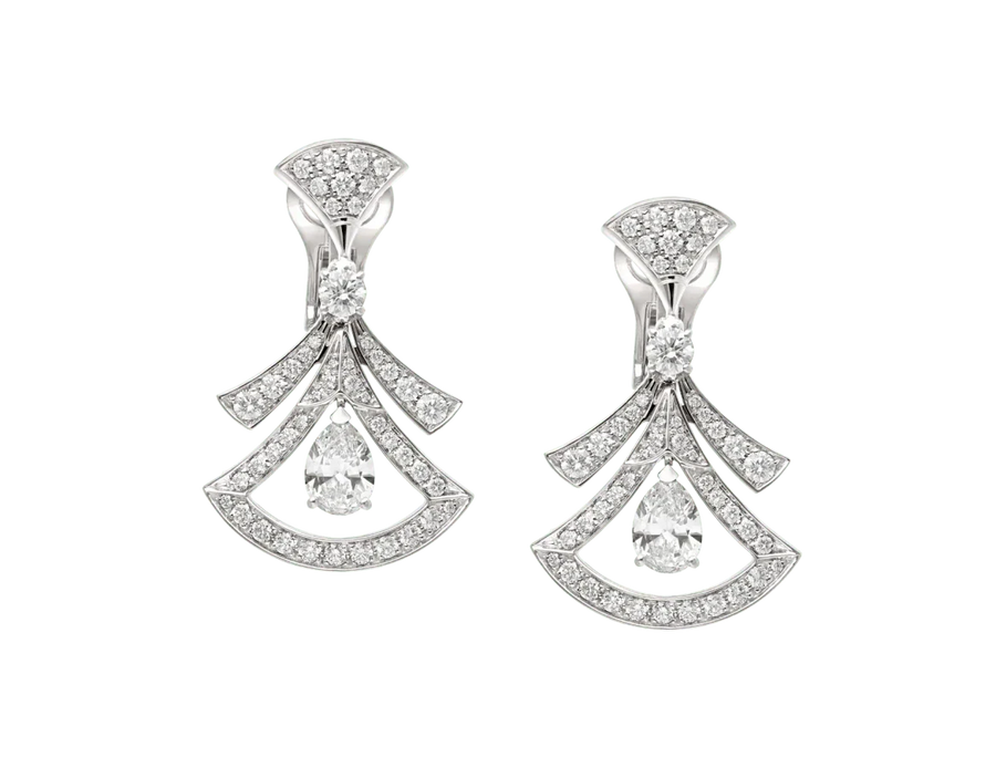 Bob Aeris Fan  Linear Grace Earrings, White Gold, Openwork & Moissanite — real photo 2