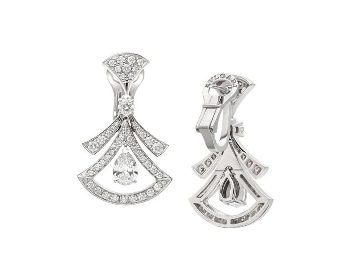 Bob Aeris Fan  Linear Grace Earrings, White Gold, Openwork & Moissanite — real photo 4