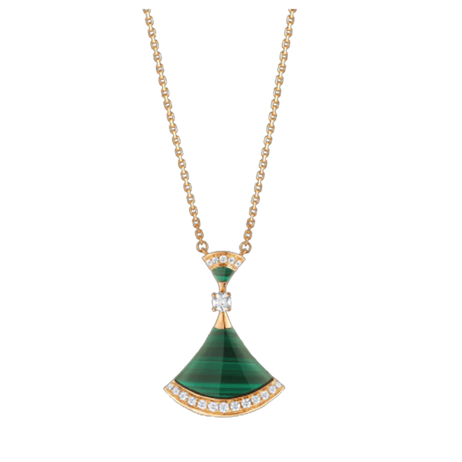 Bob Aeris Fan Essential Necklace, Malachite, Moissanite — real photo 2