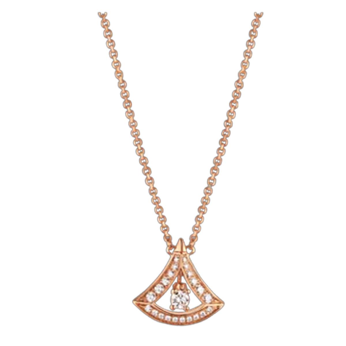 Bob Aeris Fan  Linear Grace Necklace, Rose Gold, Openwork & Moissanite,Small — real photo 1