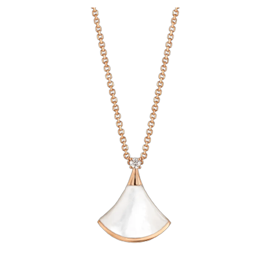 Bob Aeris Fan Essential  Necklace, Rose Gold,mother of pearl,Small — real photo 2