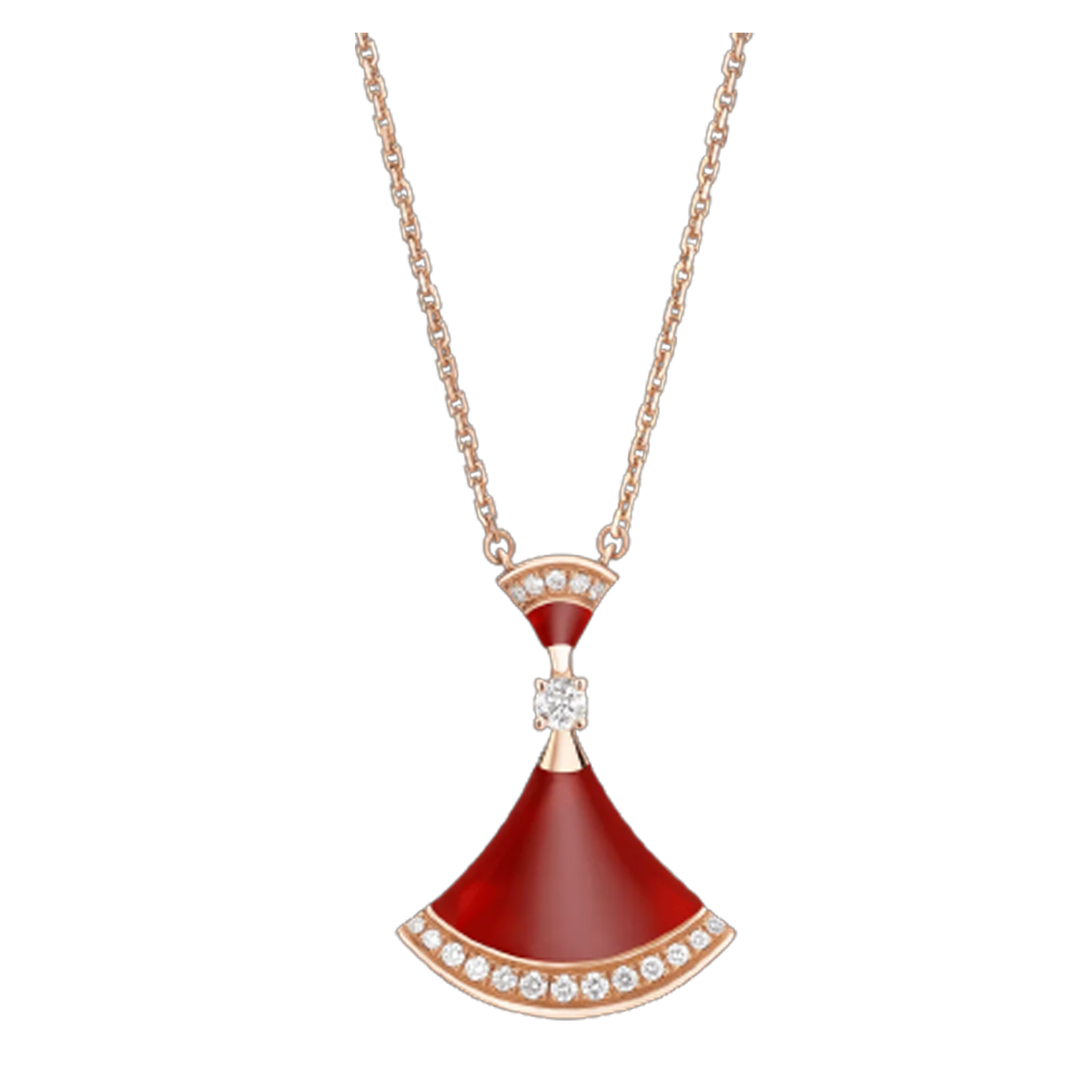 Bob Aeris Fan Essential  Necklace, Rose Gold,  Red Rubies & Moissanite — real photo 1