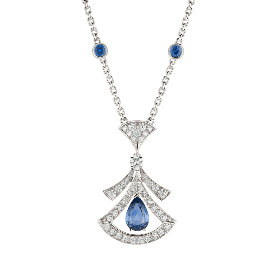 Bob Aeris Fan Linear Grace Necklace, Openwork, Sapphire — real photo 2