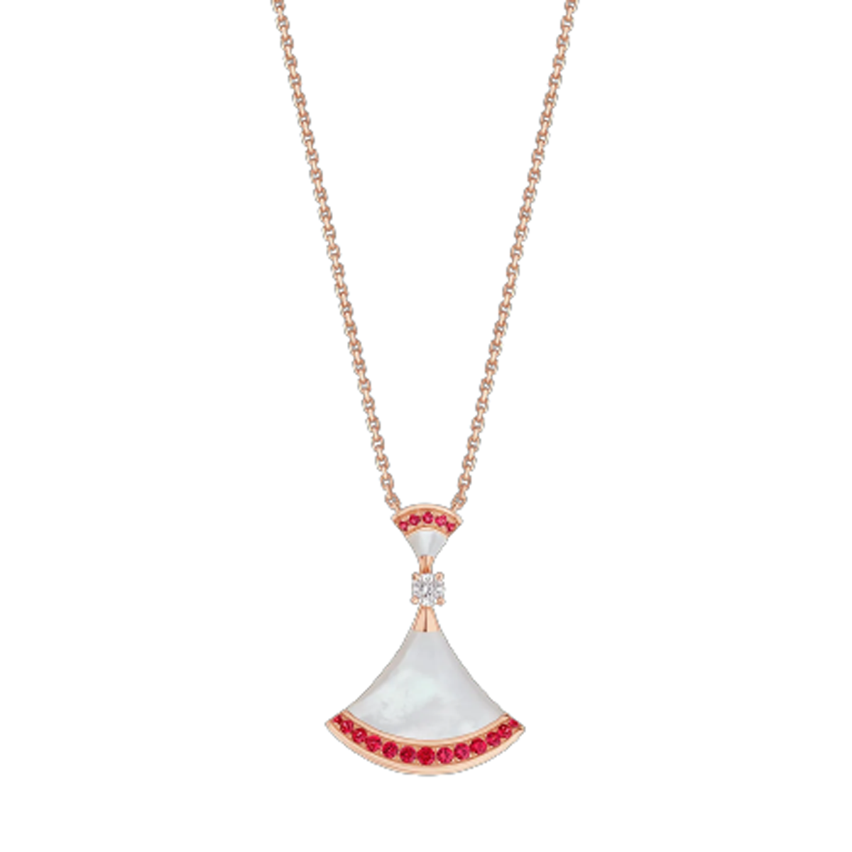 Bob Aeris Fan Essential  Necklace, Rose Gold, Ruby — real photo 1