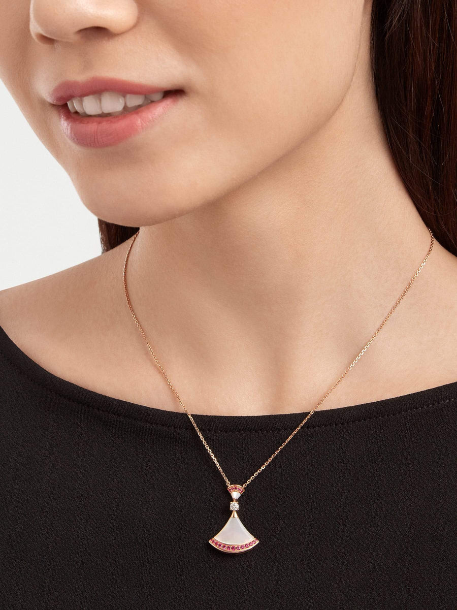 Bob Aeris Fan Essential  Necklace, Rose Gold, Ruby — real photo 3