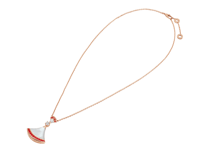 Bob Aeris Fan Essential  Necklace, Rose Gold, Ruby — real photo 4