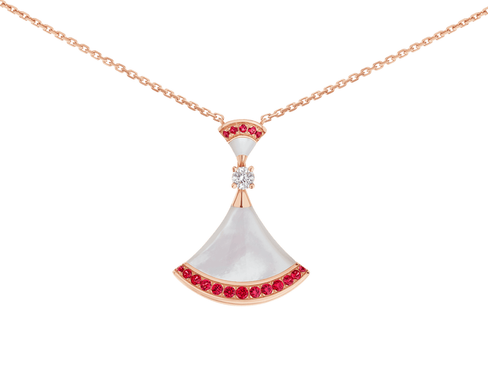 Bob Aeris Fan Essential  Necklace, Rose Gold, Ruby — real photo 6