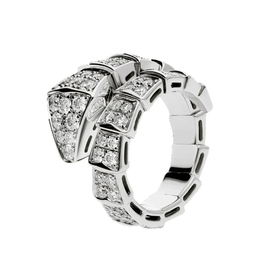 Bob Snake Lovato White gold Ring Double Pavé Moissanite — real photo 1