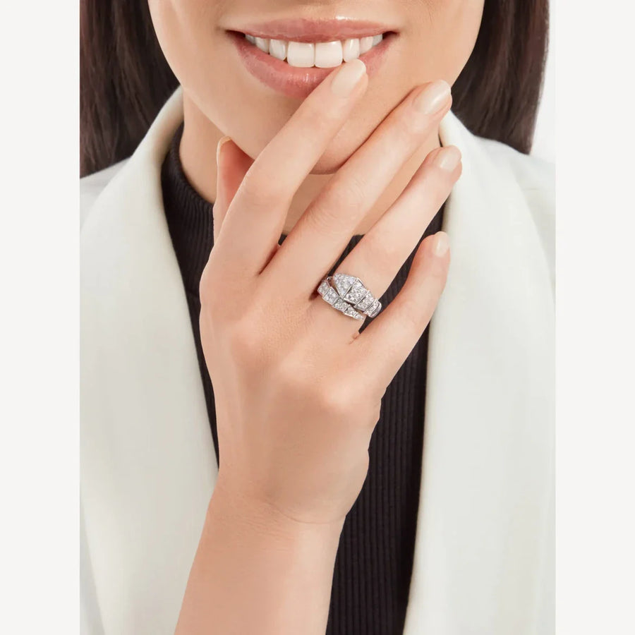 Bob Snake Lovato White gold Ring Double Pavé Moissanite — real photo 2