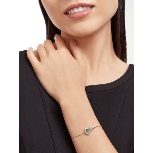 Bob Aeris Fan Essential Bracelet, Rose Gold, Malachite & Moissanite — real photo 3