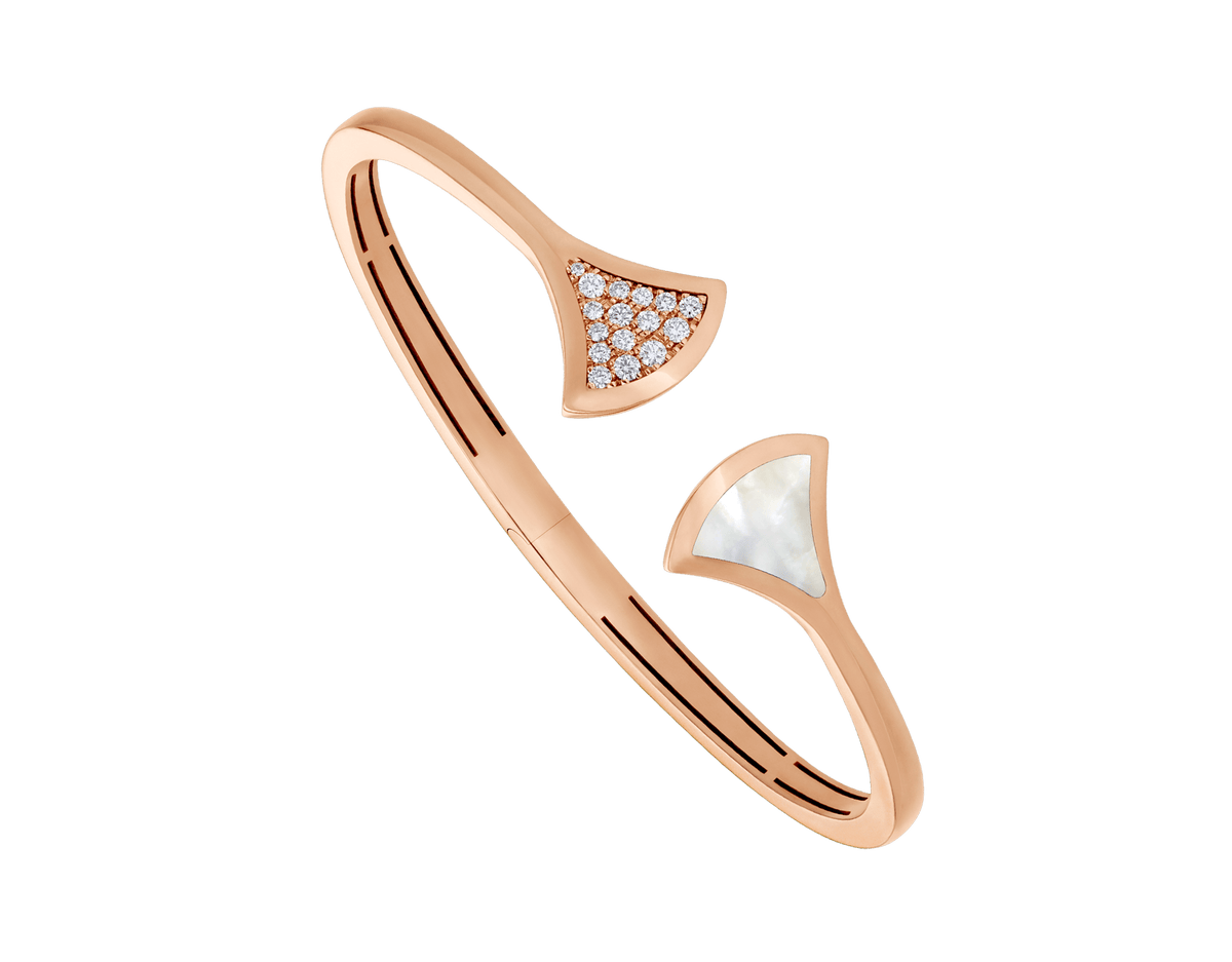 Bob Aeris Fan Essential Bracelet ，Rose Gold ， Moissanite &Mother-of-Pearl — real photo 1