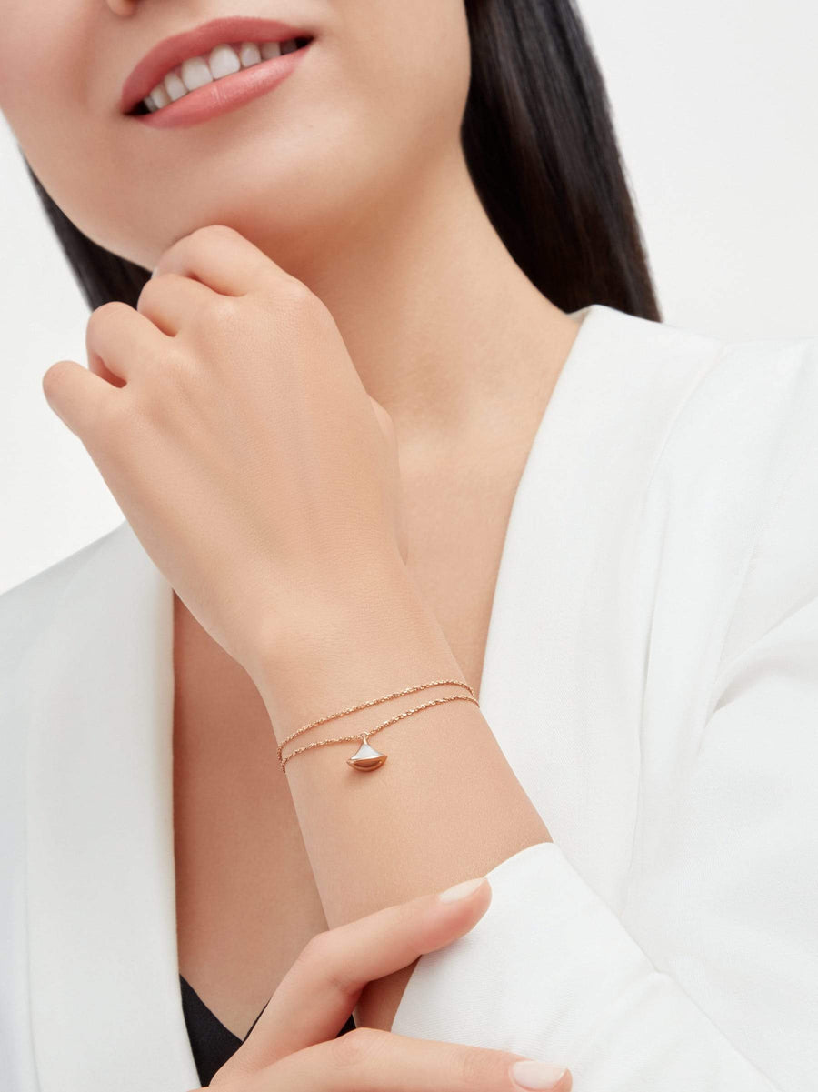 Bob Aeris Fan Essential Bracelet Rose Gold Chain White Mother of Pearl — real photo 3