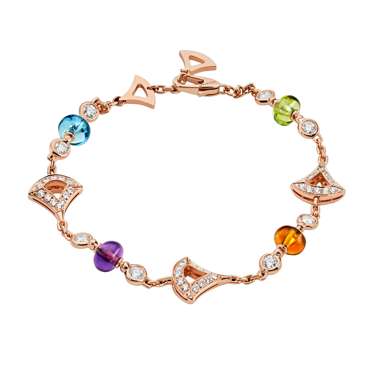 Bob Aeris Fan Starlet Shimmer Bracelet， Rose Gold ，Multi-Gemstone & Moissanite — real photo 1
