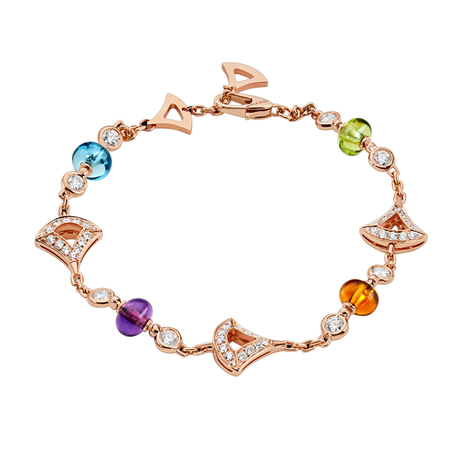 Bob Aeris Fan Starlet Shimmer Bracelet， Rose Gold ，Multi-Gemstone & Moissanite — real photo 2