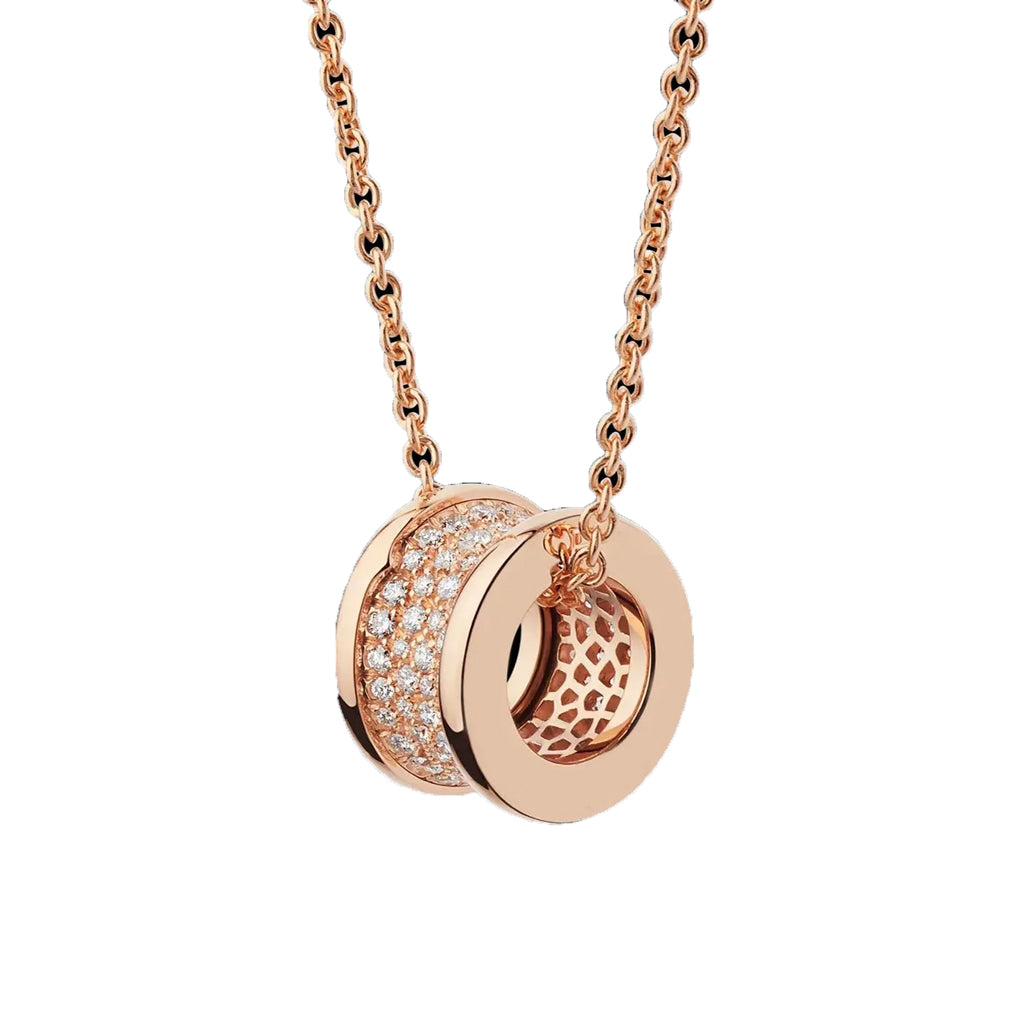 Bob Rollers Cordelia Necklace, Moissanite，Large Model| Yellow, Rose & White Gold — real photo 1