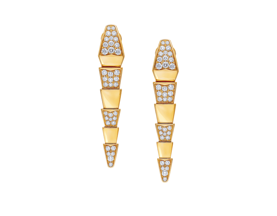 Bob Snake Lovato Serpent Earrings – Matte Gold Finish with Moissanite Accents — real photo 1