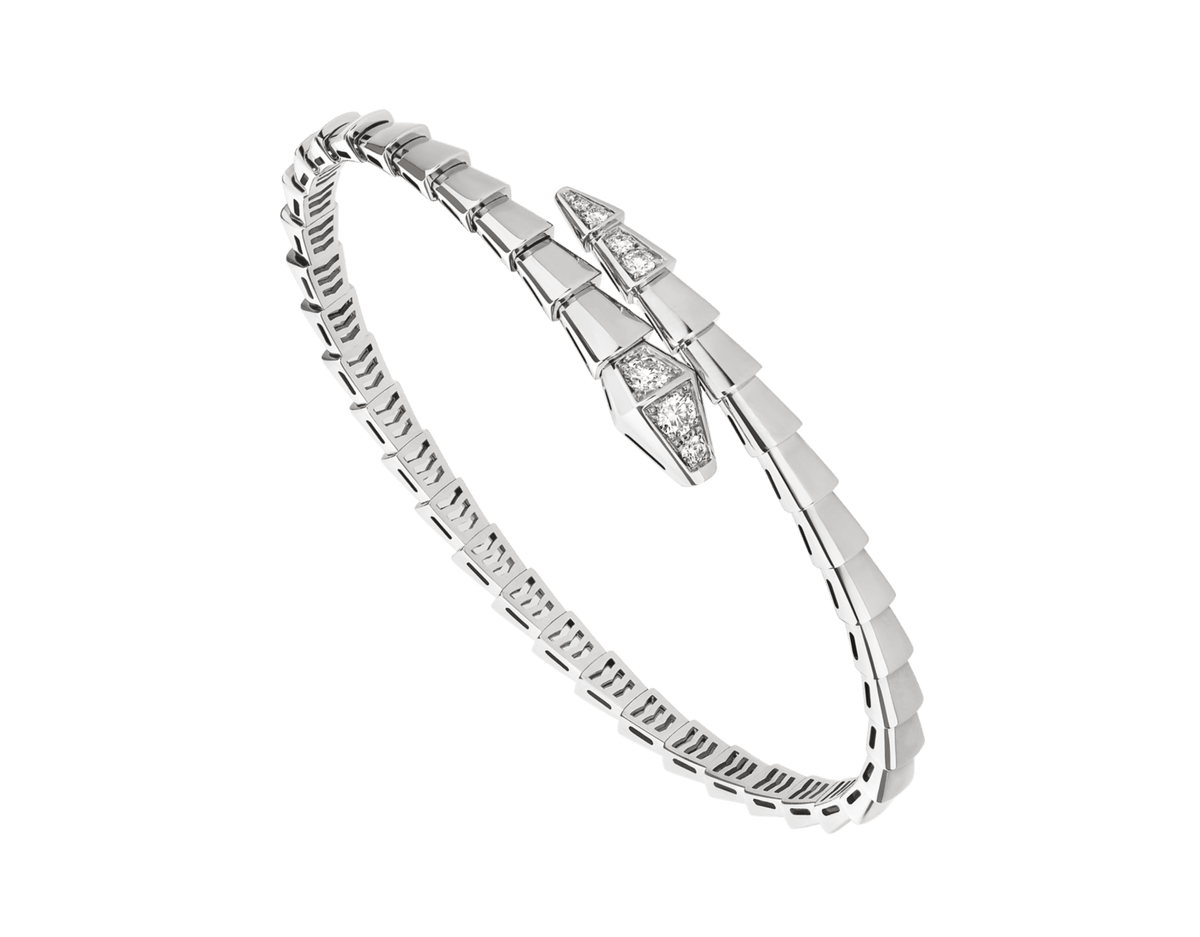 Bob Snake Giorno Open Bracelet – Moissanite Head & Tail | Yellow, Rose & White Gold — real photo 1